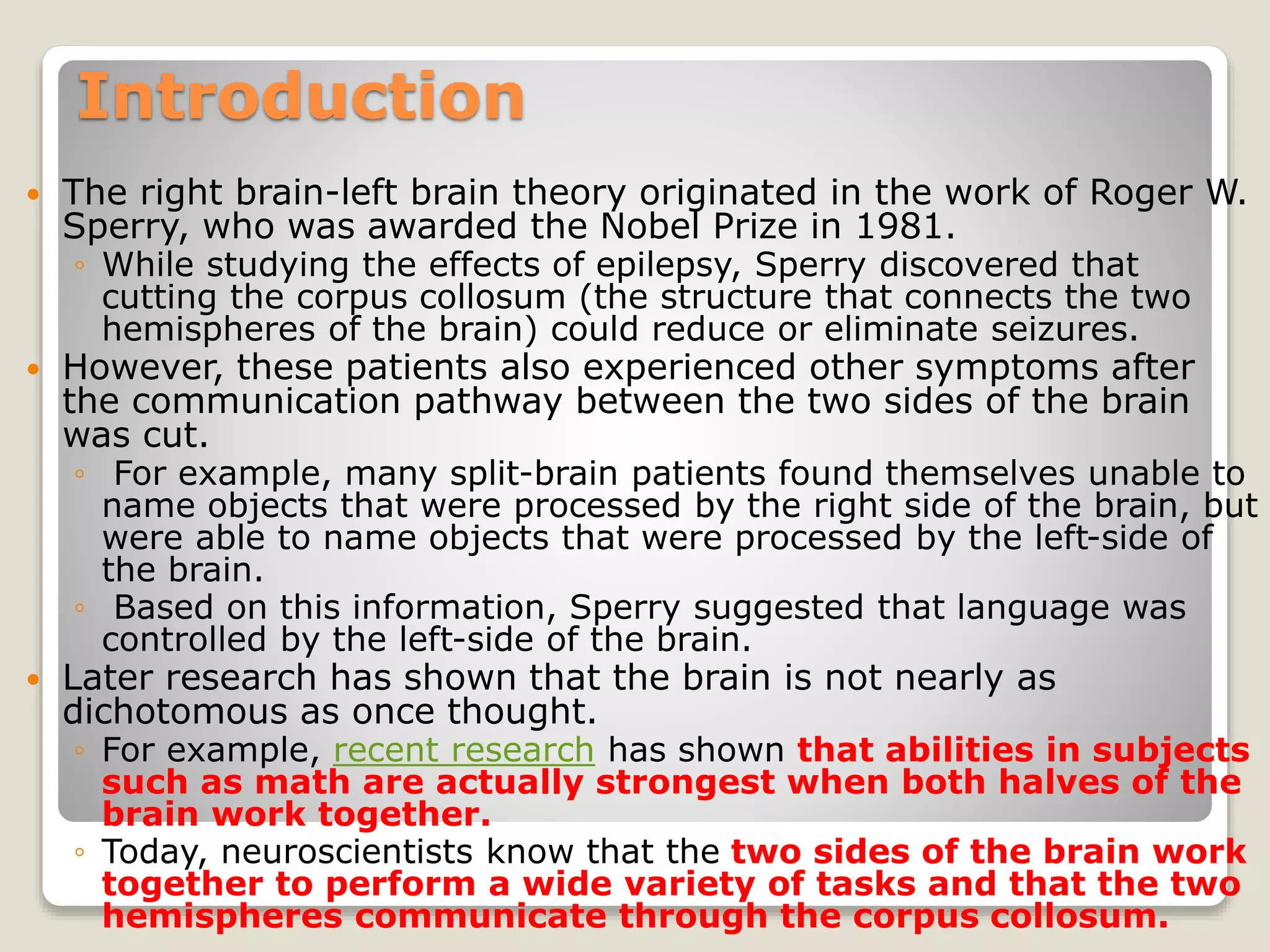 Left brain vs right brain | PPTX