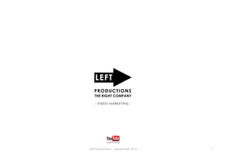 1
PRODUCTIONS
THE RIGHT COMPANY
- VIDEO MARKETING -
Left Productions - September 2015
 