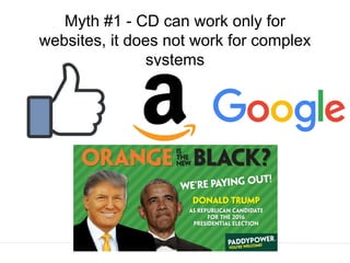 Myth #1 - CD can work only for
websites, it does not work for complex
systems
 