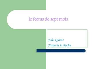 le fœtus de sept mois



          Julia Quirós
          Nuria de la Rocha
 