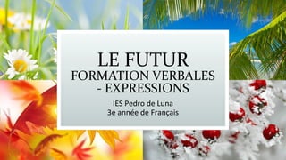 LE FUTUR
FORMATION VERBALES
- EXPRESSIONS
IES Pedro de Luna
3e année de Français
 