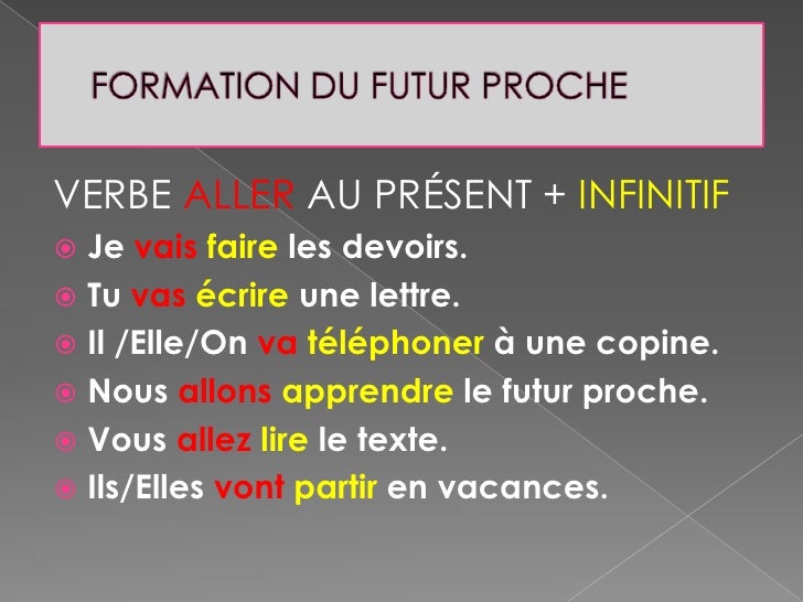Le futur proche Le futur proche