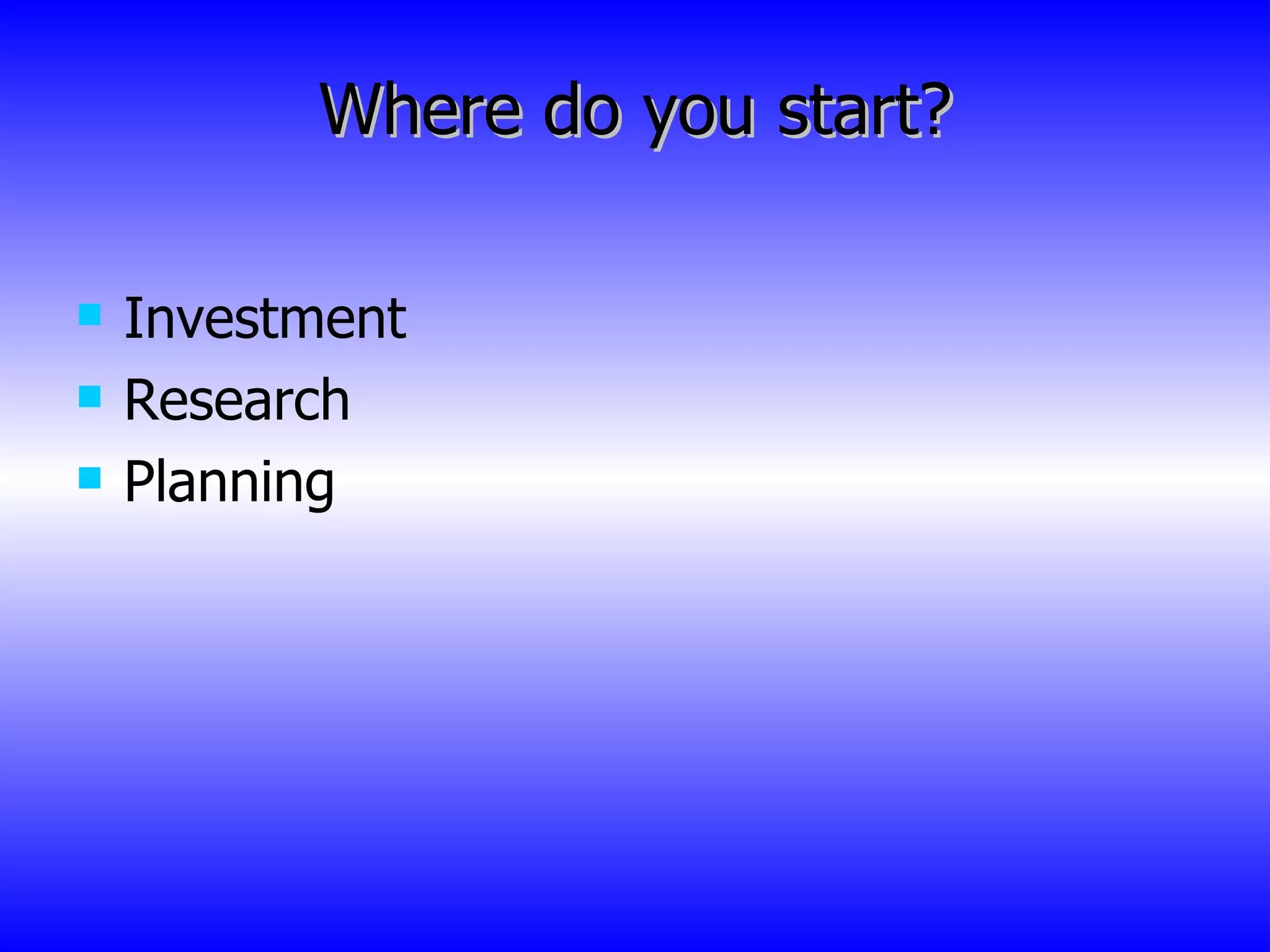Where do you start? Investment Research Planning 