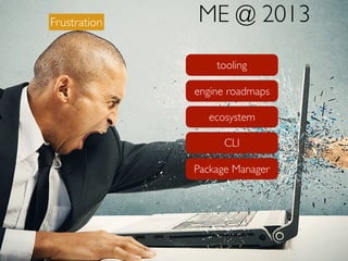 ME @ 2013
tooling
engine roadmaps
ecosystem
CLI
Package Manager
Frustration
 