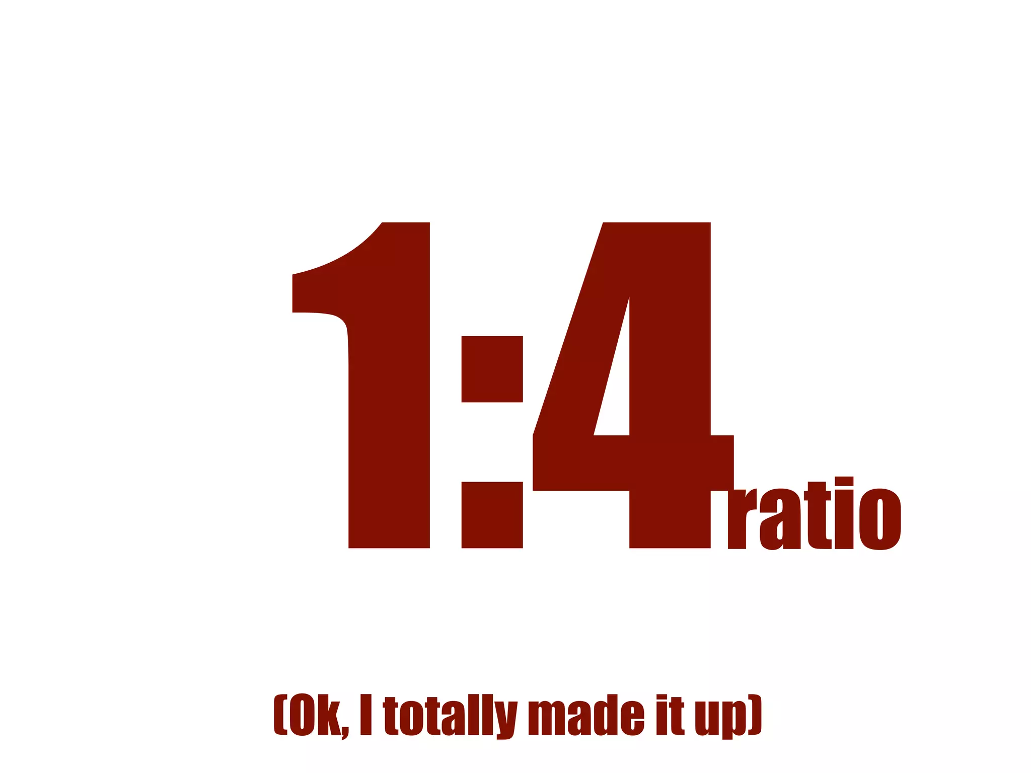 1:4 
(Ok, I totally made it up) 
ratio 
 