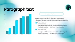 PARAGRAPH TEXT
Lorem ipsum dolor sit amet, consectetur adipiscing elit.
Vestibulum sed orci in risus hendrerit malesuada. Nunc laoreet
eu quam eu
Lorem ipsum dolor sit amet, consectetur adipiscing elit.
Vestibulum sed orci in risus hendrerit malesuada.
Lorem ipsum dolor sit amet, consectetur adipiscing elit.
Vestibulum sed orci in risus hendrerit malesuada.
DESCRIPTION 01
DESCRIPTION 02
Paragraph text
 