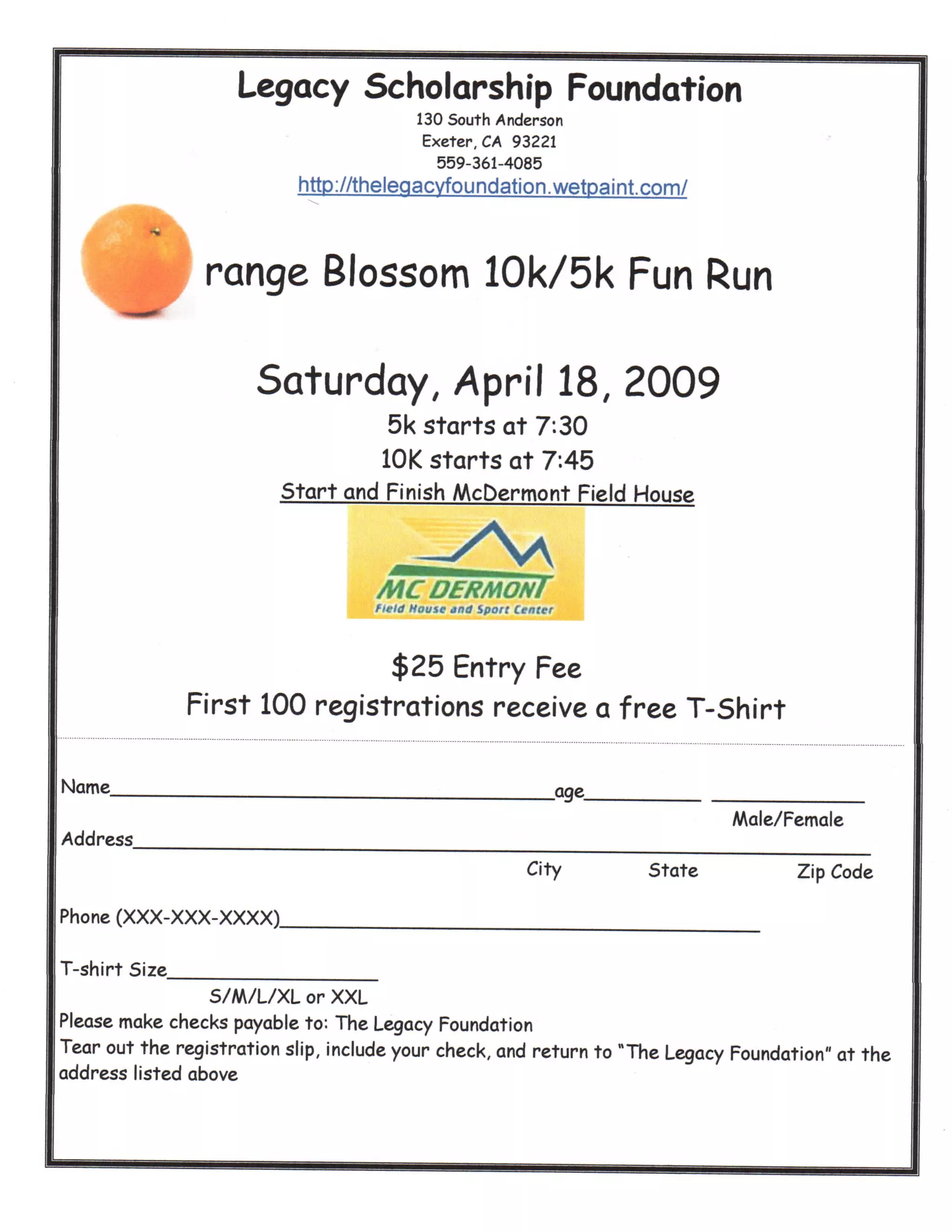 Orange Blossom Fun Run Registration