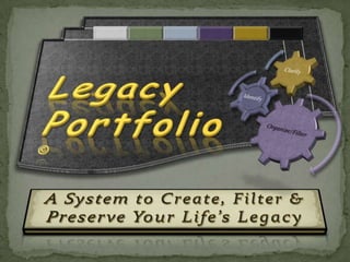LegacyPortfolio  © A System to Create, Filter & Preserve Your Life’s Legacy 