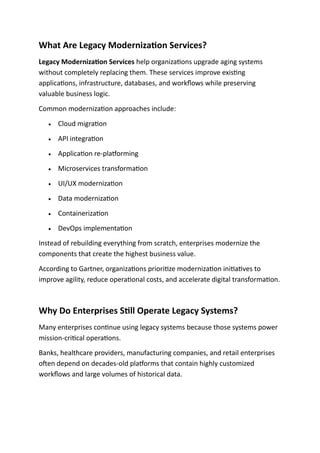 Legacy Modernization Services vs Rebuild Costs | PDF