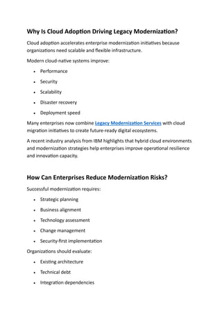 Legacy Modernization Services vs Rebuild Costs | PDF