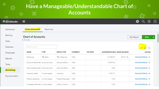 Have a Manageable/Understandable Chart of
Accounts
 