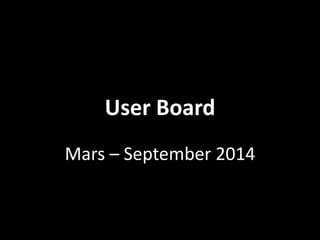 Mars – September 2014
User Board
 