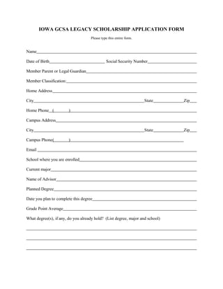 Legacy scholarship application | PDF