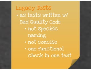 From Legacy Code to Legacy Tests