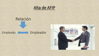 Relación
Alta de AFIP
Empleado Empleador
 
