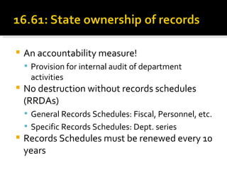 Records Issues Legal Issues in Records Management | PPT