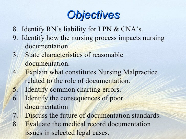 legal documentation aug 2008 medical charting errors
