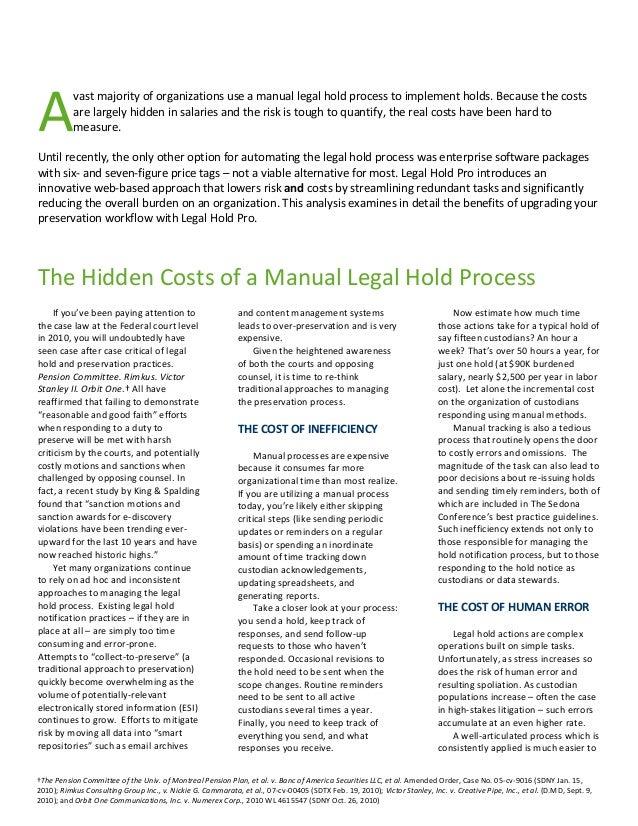 The Hidden Costs of a Manual Legal Hold Process