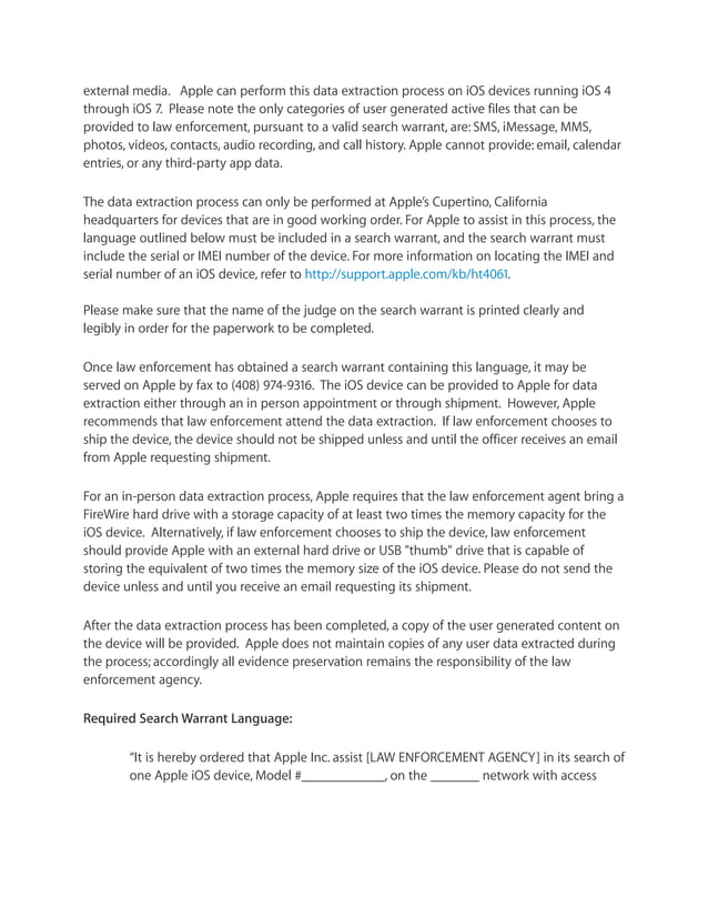 Apple Legal process guidelines US