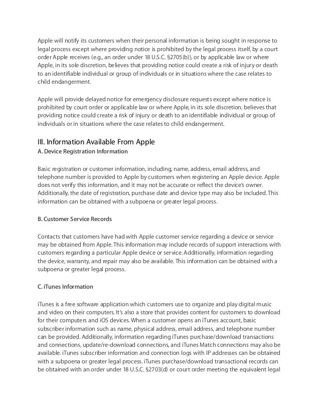 Apple Legal process guidelines US