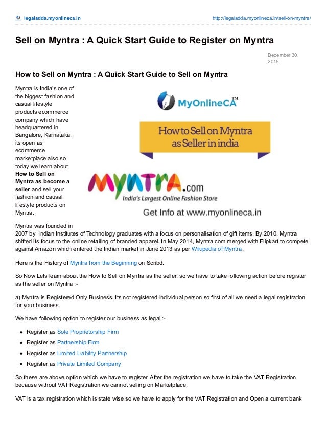 How to Sell on Myntra