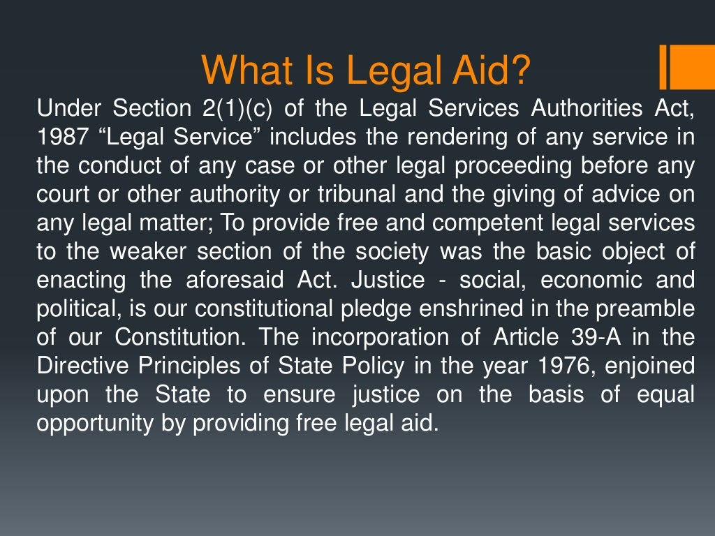 Legal aid & ITS STATUTORY PROVISIONS
