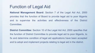 Function of Legal Aid
National Management Board: Section 7 of the Legal Aid Act, 2000
provides that the function of Board ...