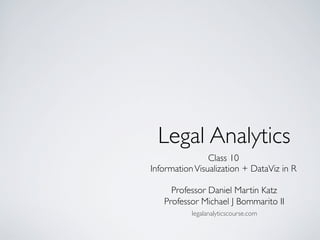 Class 10
InformationVisualization + DataViz in R
Legal Analytics
Professor Daniel Martin Katz
Professor Michael J Bommarito II
legalanalyticscourse.com
 