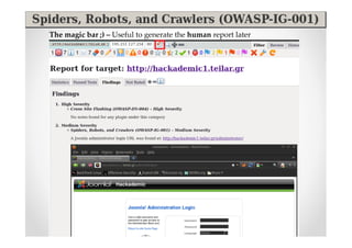 The magic bar ;) – Useful to generate the human report later
 