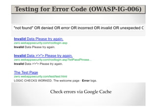 Check errors via Google Cache
 