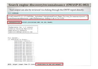 Tool output can also be reviewed via clicking through the OWTF report directly:
 