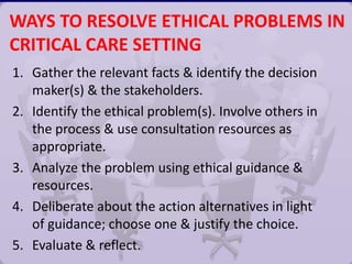 Legal and ethical issues in critical care nursing | PPTX