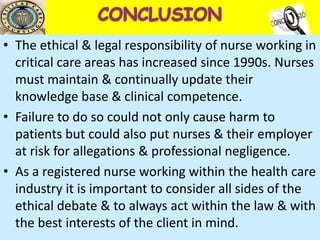 Legal and ethical issues in critical care nursing | PPTX