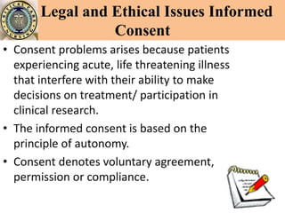 Legal and ethical issues in critical care nursing | PPTX