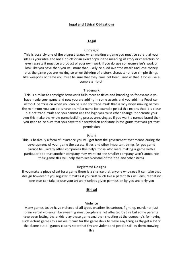 Legal and ethical obligations