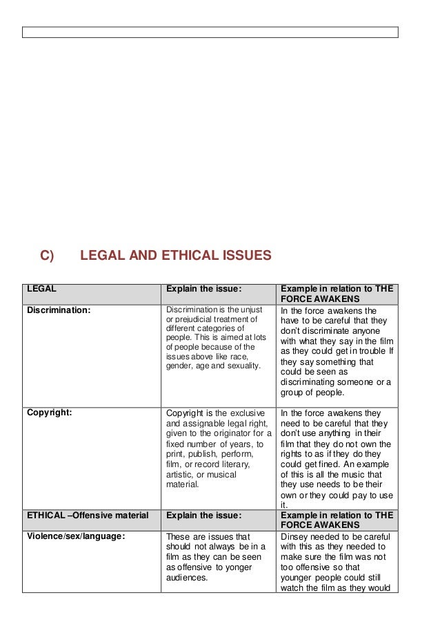 Legal and ethical report