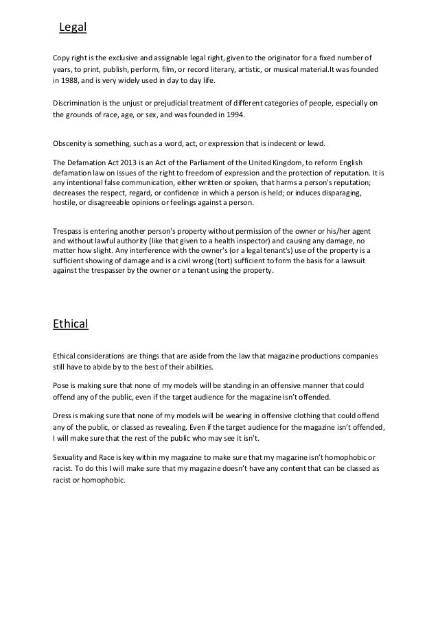 Legal and ethical template