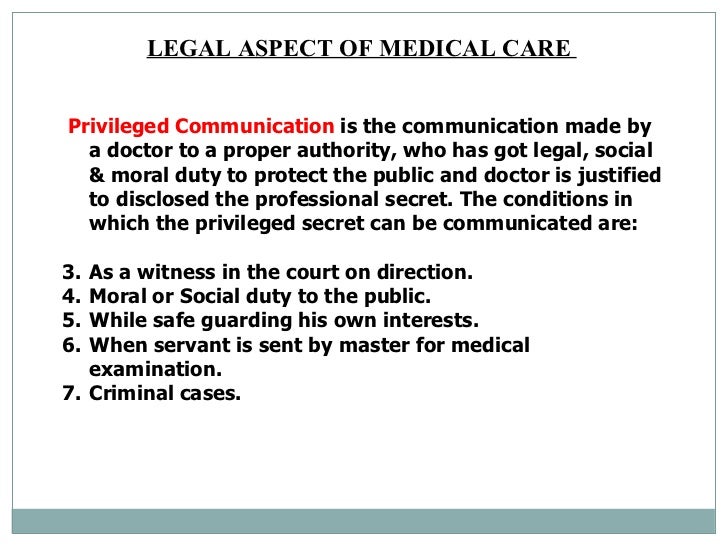Legal aspect of medical care