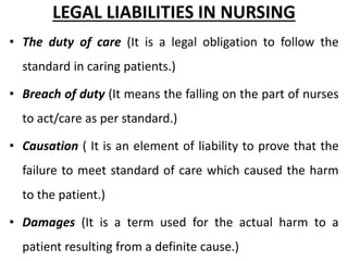 Legal aspects and issues in nursing