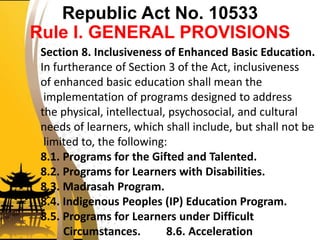 Legal Bases of Education - R.A No. 10157 & R.A. No. 10533 | PPTX