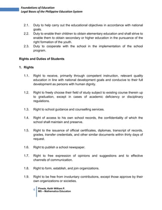Legal bases of the education system | DOCX