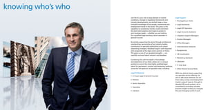 knowing who’s who
                    Just like it’s your role to keep abreast of market         Legal Support
                    conditions, changes in legislative frameworks and
                                                                               • Paralegals/Law Clerks
                    industry developments, we similarly keep a close,
                    intimate knowledge of key people, movements and            • Legal Secretaries
                    employment trends in the sector. This gives us the
                    capability to consistently monitor, build and retain       • Legal WP Operators
                    the best talent pipeline and respond quickly to
                                                                               • Legal Accounts Assistants
                    your business needs — whether you are looking
                    for a qualified legal secretary, senior associate or       • Litigation Support Managers
                    general counsel.
                                                                               • Practice Managers
                    By actively supporting the sector through professional
                                                                               • Office Managers
                    memberships, sponsorship of key industry bodies,
                    contribution to specialist publications and unique         • Administrative Assistants
                    advertising strategies, Randstad Legal is well-respected
                    and recognised as the legal career partner of choice.      • Receptionists
                    This gives us one of our greatest strengths — our
                                                                               • HR Coordinators
                    carefully nurtured talent network and database.
                                                                               • Marketing Assistants
                    Combining this with the depth of knowledge
                    and experience of our team, places us in a unique          • Librarians
                    position to source the most highly qualified legal
                                                                               • IT Help Desk
                    talent for permanent, contract and temporary positions
                    across the full spectrum of specialist roles, including:   • Other Shared Services Roles

                    Legal Professional                                         With two distinct teams supporting
                    • In-house Legal & General Counsels                        our specialist service offering, we
                                                                               aim to add value wherever we can.
                    • Partners                                                 From salary surveys and employment
                                                                               market research reports, through to
                    • Senior Associates                                        detailed HR trends analysis, we’re
                    • Associates                                               committed to providing valuable
                                                                               business insight to help you navigate
                    • Solicitors                                               the ever-changing world of work.
 