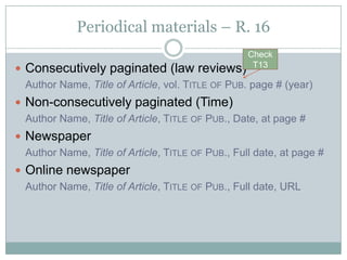 Legal citation for law journals spring 2011 | PPT