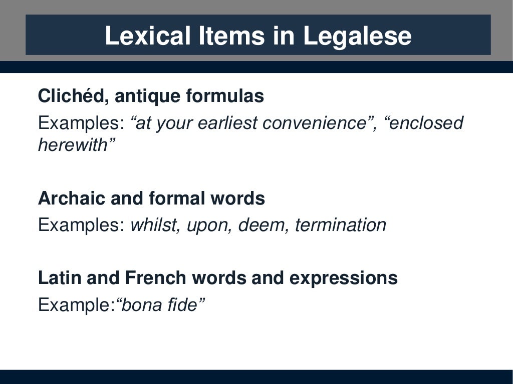 An Introduction to Legalese The Language of Contracts