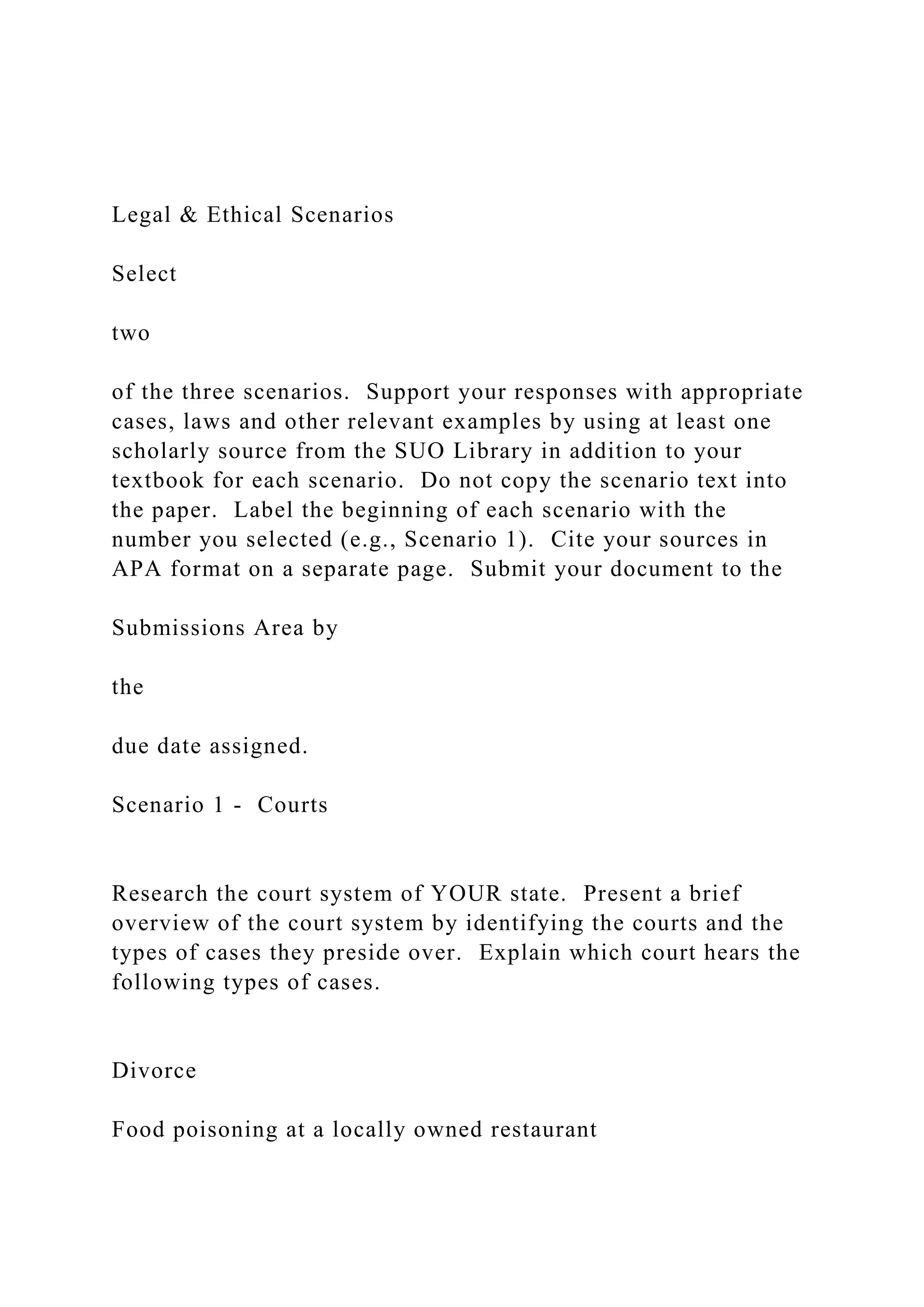 Legal & Ethical ScenariosSelecttwoof the three scena.docx