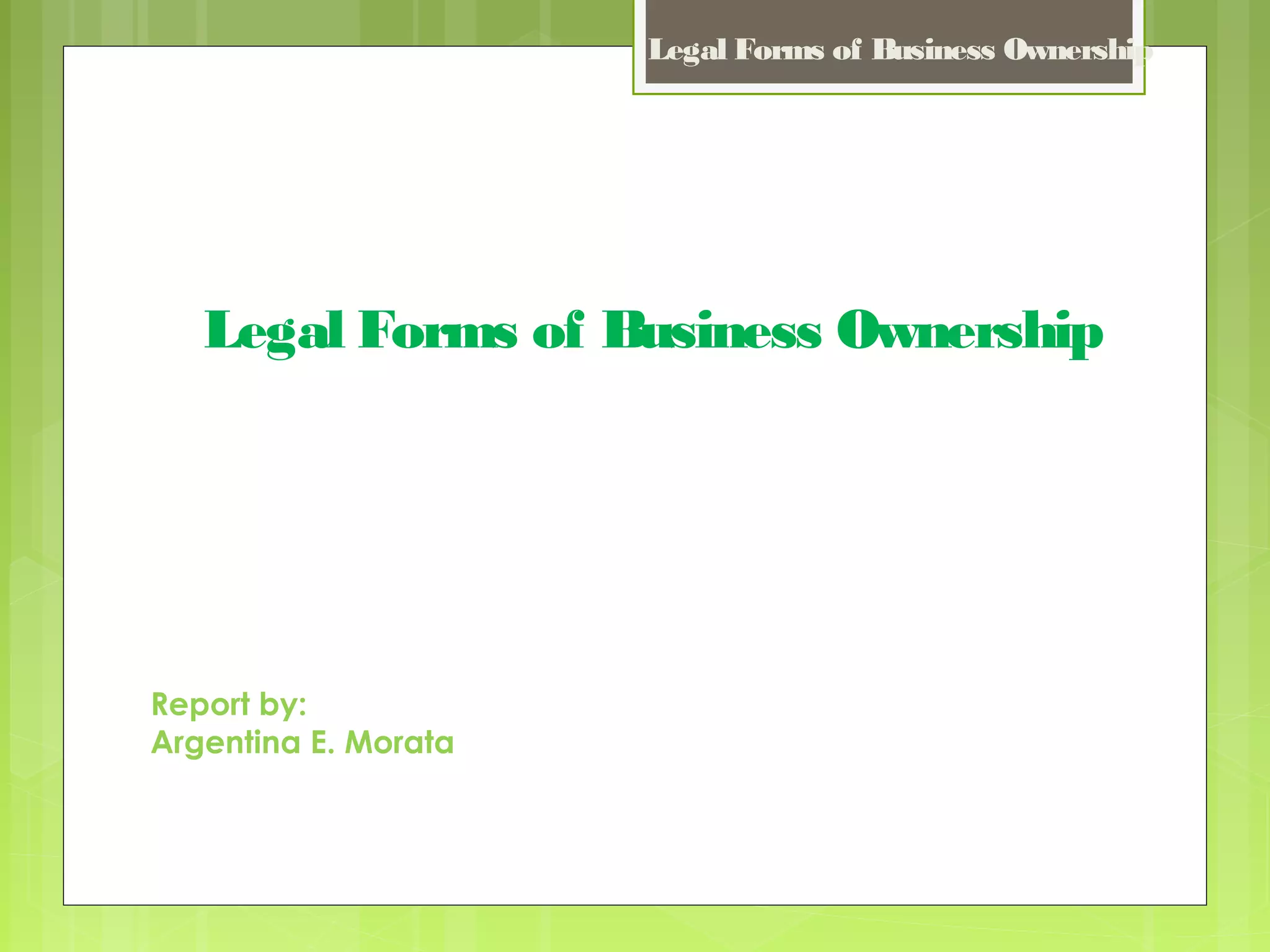 Legal Forms Of Business Ownership Om PPT Legal forms of business ownership om ppt
