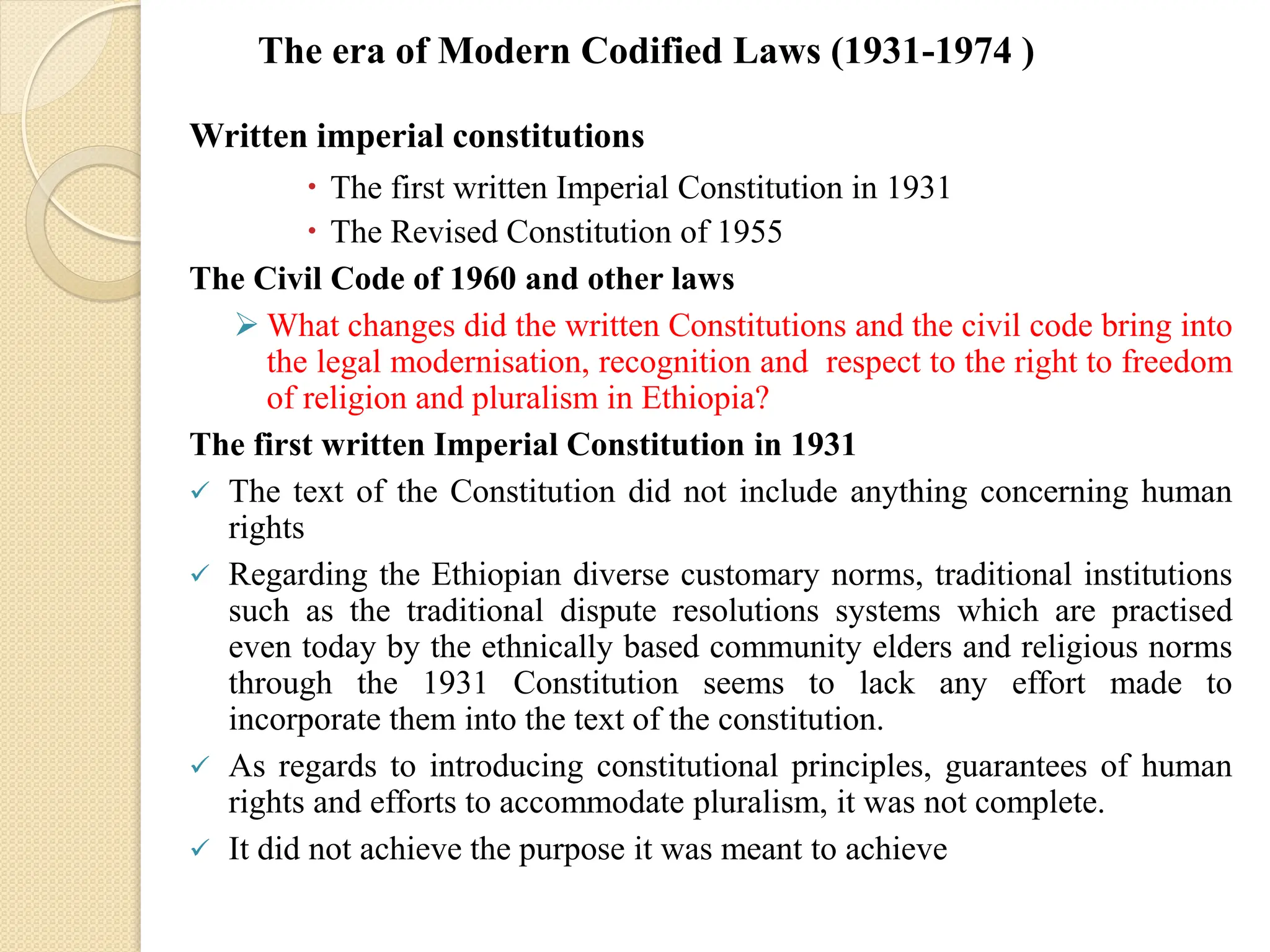 Legal History and customary law in Ethiopia | PDF