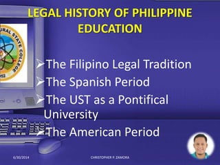 Legal History of Philippine Education | PPTX