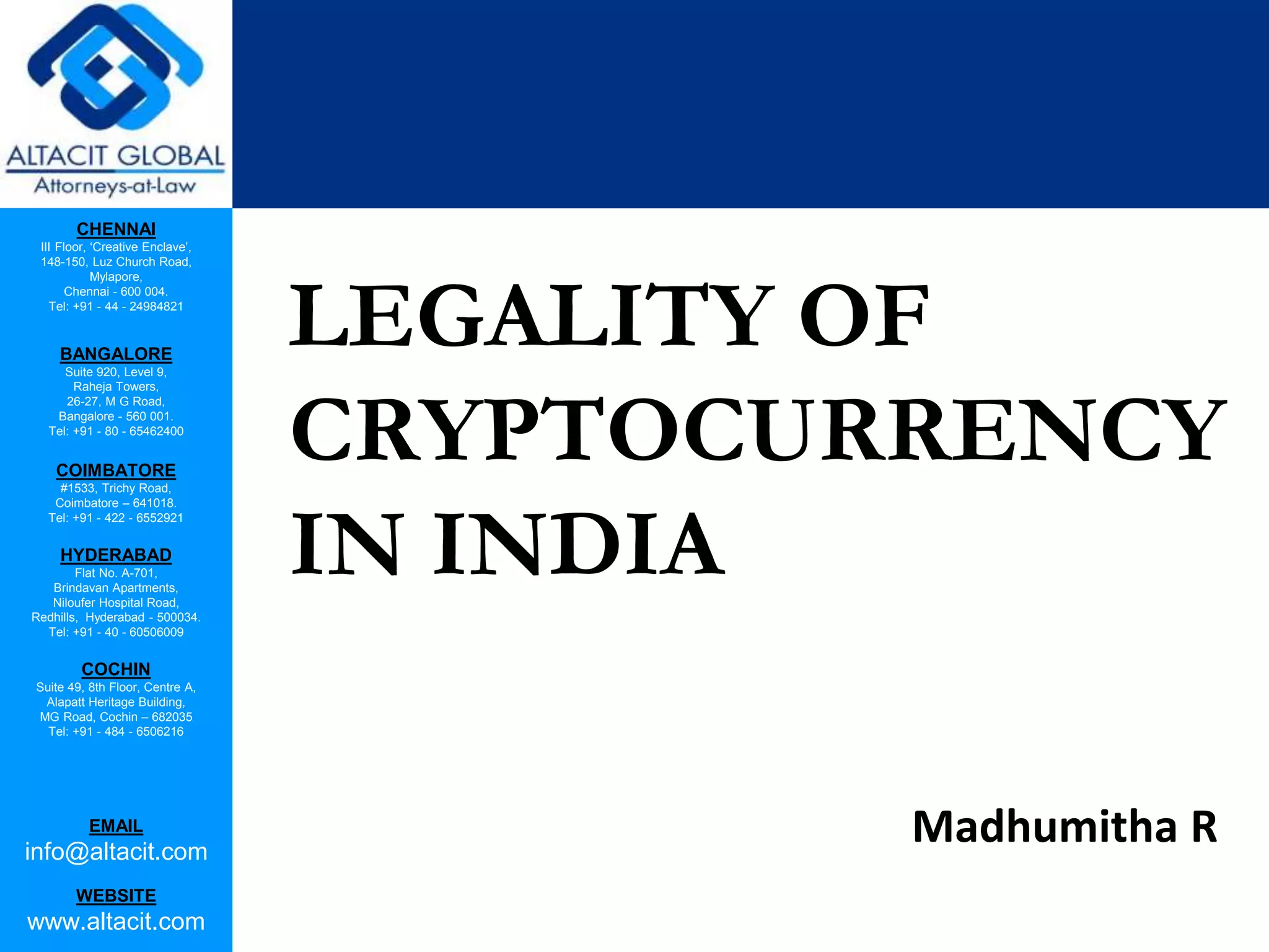 Legality of cryptocurrency in India | PPTX