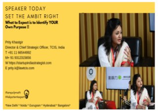 Speaker Today
Prity Khastgir
Director & Chief Strategic Officer, TCIS,India
M+ 919312315656
E prity.k@lawtcis.com
21 Prity.k@lawtcis.com– TechCorp International Strategist (TCIS,India
 